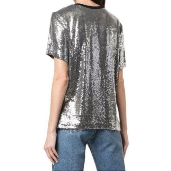 Nicole Miller Artelier Top Tee Size Small GUNMETAL Sequins - Picture 3 of 7